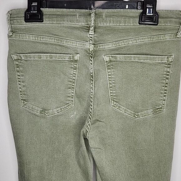 Free People Jeans Womens 29 Mid Rise Skinny Distressed w Pockets Green - Picture 4 of 7